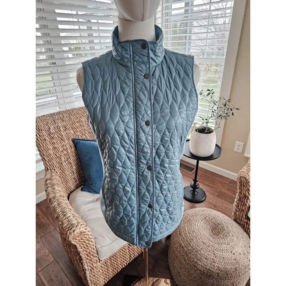 Talbots Quilted Puffer Vest Women's Size S Blue Preppy Outdoors - Picture 2 of 9